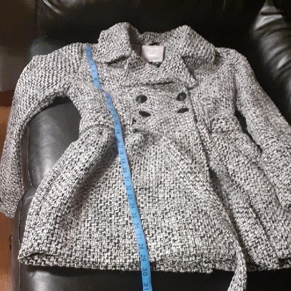 Dollhouse  Pea Coat - Black & White Tweed - Picture 4 of 7